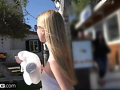 Kennedy Kressler leans over for big beefstick & thumb in her ass