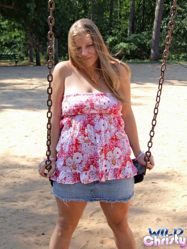 600px x 800px - Naughty chubby teen Christy flashing her fat tits and fuckable booty in the  park