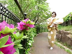 Japanese wife in kimono flower arrangement private class leads to sex