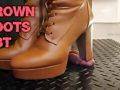 CBT and Cock Crush Trample in Brown Knee night sleep suckbrather sister Boots with TamyStarly - Ballbusting, Bootjob, Shoejob