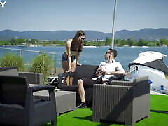 Flirtatious gold digger Alyssa Reece screwing hard with Raul Costa