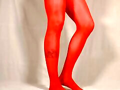 New red cock sheath pantyhose - small soft cock sissy
