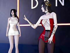 2 Sexy Asian Girls Dancing Gradual Undressing 3D HENTAI