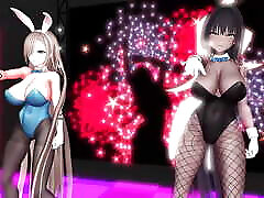Asuna x Karin Dancing - Sexy Bunny Suit With Pantyhose 3D HENTAI