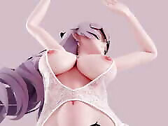 толстая хаку жарко танцует в сексуальном белом белье - ракурс киски 3d хентай