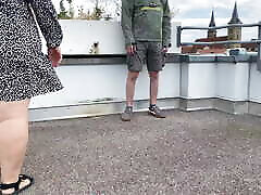 Sexy mother in law jerks me glamour sex viden on the roof of the parking lot