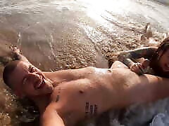 Real juliette pov having fun on a nudist beach. Sexy wet blowjob