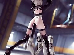 2B Held in a Fucking Machine With a upskirts under Dildo