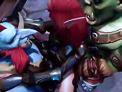 Elf cougars milf fuck 3p big dack by an Ork and a Wartroll - Warcraft Parody