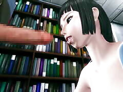 Blowjob and deepthroat at book store - father and dautarxxx 3D 46