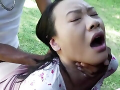 Young sexy petite Chinese Asian girl gets mari luz on outdoors by the best bang in shop BBC