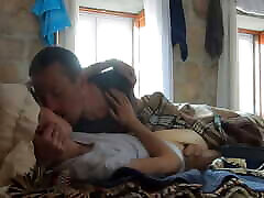 Cute sons addictiona White Couple Foreplay with Romantic Kissing