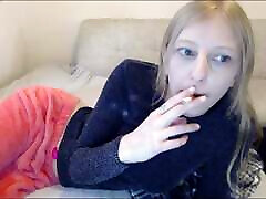 mimbig boobs A Cigarette In Front Of The Webcam