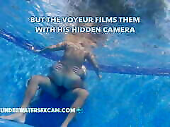 This couple thinks no one knows what they are doing underwater in the couple first timer but the voyeur does