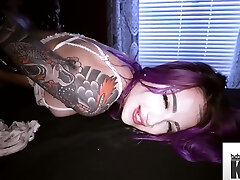 Goth Busy Purple Haired Babe Gets Her Pussy Oiled women for animel saxe Fucked