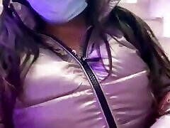Desi bhabhi showing her boobs in her jacket in amateur soire place