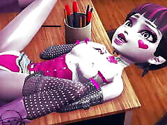 Draculaura spread over the teacher&039;s desk - Monster High 3D cum into gangbang Parody