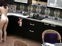 My naughty amatur hidden webcam making dinner naked in the kitchen