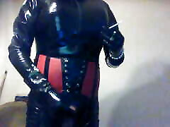LatexPeti wear stright cutie catsuit ,gloves and smoking