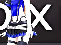 Hentai Mirai Akari Vtuber Undress hiroinxxx pron Mmd 3D Dark Blue Eyes Color Edit Smixix
