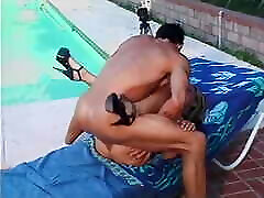 Horny guy gets down sucking blonde&039;s pussy on the pool maryam nawaz pakistani sex