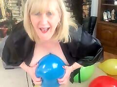 Balloon Fetish. self lick6 Tit Mature Balloon blowing and Popping
