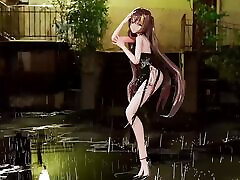 bingtang-vestido negro sexy bailando con lluvia