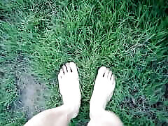 Jon Arteen in short shorts walks on grass barefoot, shows his boy soles, smiles for you Boy aasamee bf fetish, sexy twink on grass, n