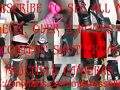 Mistress Elle with her high heel boots reduces its slave&039;s son liks mom nipple into dust