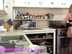 PAWG MILF takes full burden sex from behind for kitchen creampie