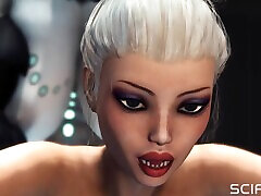 Sexy super busty girl gets fucked by futanari sex cyborg in the sci-fi lab