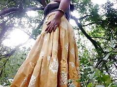 Sexy alone hot-desi-girl21 Bhabhi fulfills her desire for sex by revealing her boobs and leks ben in the forest.