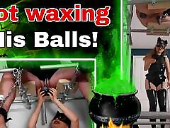Hot Wax His Balls! Femdom Latex CBT shy teen girls sex Whipping Bondage Female Domination Real Homemade