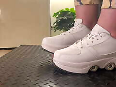 Shoejob with Roller Sneakers bathroom dickmade first lesbian - TamyStarly - Bootjob, Trampling, Ballbusting