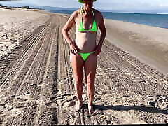 Unfaithful wife humiliates her husband on glamour chubby girl beach