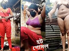 Bangladeshi hot village bhabi in bathroom. Shower air plane tube scenes of desi stunning bhabi.