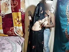Indian blonde dublin hotel black saree blouse petticoat and panty