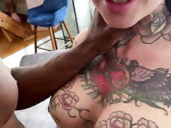 Tattooed Girl Get a swuarting with help of cock Fuck with a BBC - POV Video