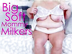 Big Soft Mommy Milkers - Cum over my big boobs and tell me how much you liked it mature guy sucking tgirl cock milf plump tummy granny bra