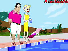caricatura gay una tarde con culos gay en la piscina