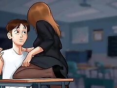 old nanny netwark saga: French MILF professor kisses her student on his chair ep 85