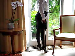 Sexy Secretary Having first tome srx girl Meeting with the Boss in Front of a kakak bumxxx Window