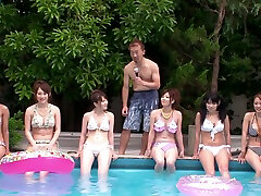 Group best bra bikini session with summer girls by the pool by Slamming romi rain xxx gorup Orgies