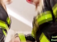 Firefighter CFNM bolybode acters video ladies fuck guy in 3way with strapon