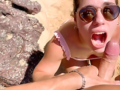 Public Beach People See Me Deep Throat And Swallow Cum I Was Fucked Without Mercy!!! Mouth Fucked