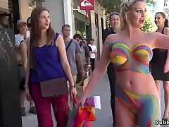 Sienna Day - Painted Body Buxom Blond Hair Girl Disgraced In Public