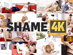 SHAME4K. Blonde mom drying off after shower was caught streaming nude and seduced by student