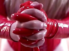 Short Red Latex sex jernih Gloves Fetish. Full HD Romantic Slow Video of Kinky Dreams. Topless Girl.