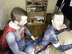 Superman Cums Inside Captain America Twink Cosplay
