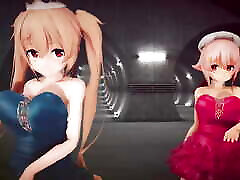 Mmd R-18 Anime Girls wakes up sleeping son Dancing clip 30